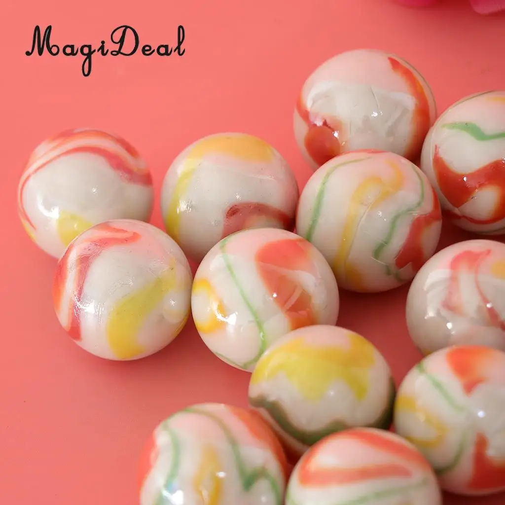 25mm Floral Stripes Glass Marbles, Pack of 20, Kids Marble Ball Run Game Toy, Chinese Checkers Marble Beads Collections #B