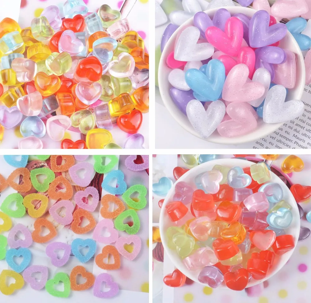 

Kawaii Flatback DIY Heart Resin Cabochons Flat Back Embellishment For Hair Bow Center
