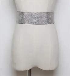 Высокое качество Европейский PU эластичная лента для женщин полный горный хрусталь талии ремни Blingbling тонкий корсетные ремни платье