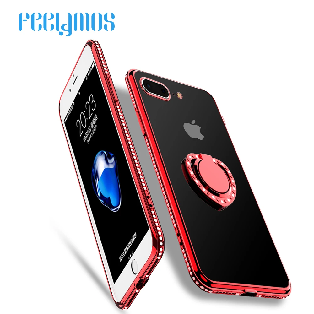 Для женщин Роскошные чехол для телефона iPhone 7 8 6 S плюс прозрачный силиконовый ТПУ