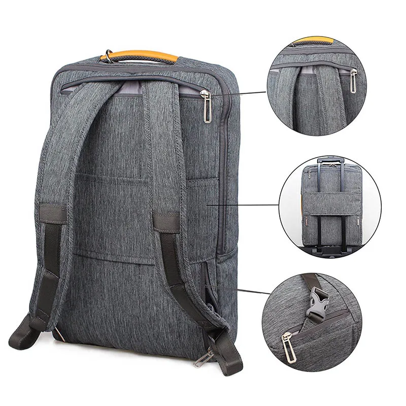 Gearmax portátil mochilas para 15,6 de 17,3 pulgadas/azul/Color gris de lona impermeable Mochila De Cuero genuino de la bolsa para Macbook portátil - 4