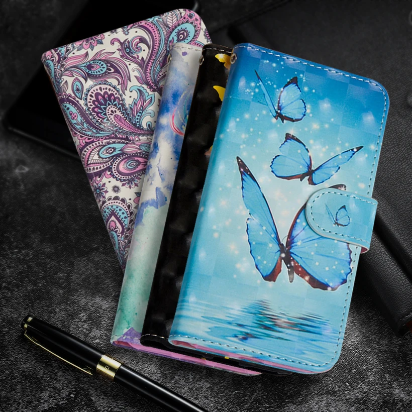 

Butterfly Painting Flip cell Phone Case For Nokia 5 Nokia 7 Plus Stand Wallet PU Leather Cover sFor Nokia 5 6 8 Sirocco 9 Coque