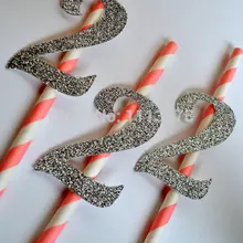 На заказ Дешевые Полосатые Бумажные соломинки 2nd соломинки для дня рождения день рождения, детский душ свадьбы, свадебные украшения. Вечерние Бумага соломинки