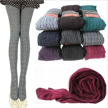 

Legging Winter Preppy Ladies Thick Foot Pant Warm Girl Knitted Slim Stretch Leisure Patchwork Black Gray Casual Leggings