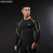 GANYANR футболка для бега для мужчин баскетбольный спортзал спортивная одежда спортивные фитнес компрессионные, для бега колготки для упражнений Рашгард быстросохнущая футболка
