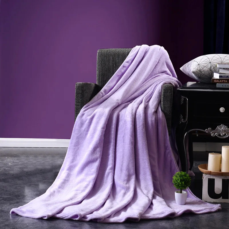 Белое одеяло, мягкое удобное одеяло, супер теплое Фланелевое кресло, офисное одеяло - Цвет: Light purple