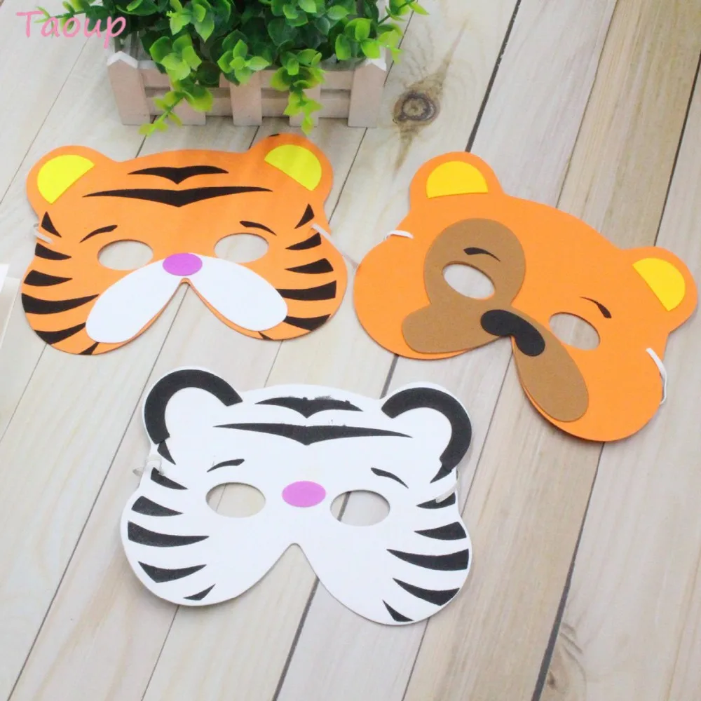 

Taoup 1PC EVA Foam Wild Animals Party Masks Tiger Panda Zebra Happy Birthday Party Decor Boys Favors Safari Jungle Party Decor