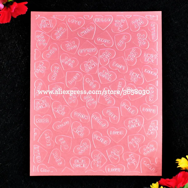 

YOU ROCK LOVE HUGS HELLO KISS Plastic Embossing Folder For Scrapbook DIY Album Card Tool Plastic Template 12.1x15.2cm 8071156