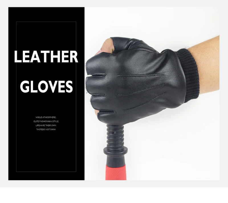 Для мужчин PU кожаные перчатки высокое качество скольжению Luvas половина пальцев бархат перчатки без пальцев Ганц moto осень-зима Guantes