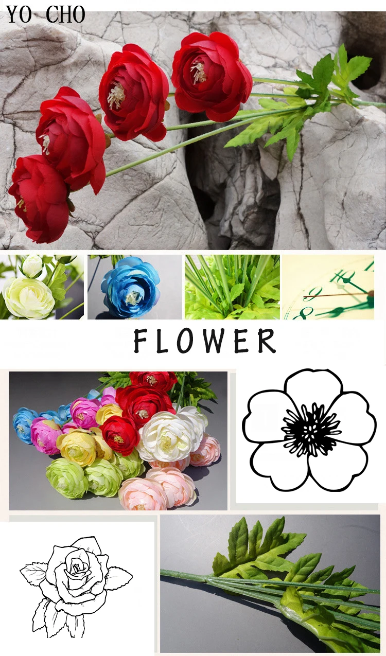 pink   artificial Ranunculus asiaticus flower branch mini peonies fake Persian Buttercup silk Tea Rose decorative flowers bouquet (3)