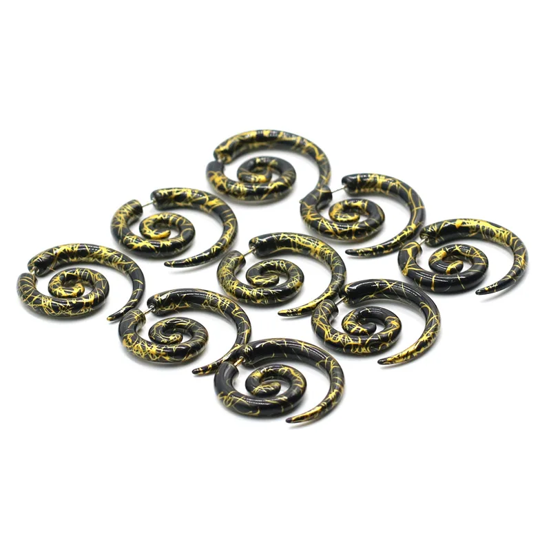 

2Pcs Acrylic Black Fake Spiral Ear Taper Plug Gauges Twist Expanders Earring Cheater Stretchers Piercing Body Jewelry