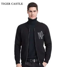 Тигровый замок с v-образным вырезом мужской кардиган свитер на каждый день молния черный мужской трикотаж модный вязаный мужской качественный свитер брендовая одежда