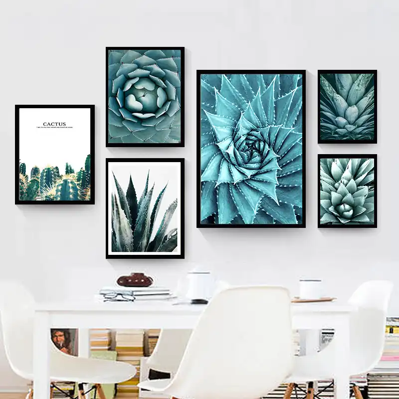 Succulent Plants Nordic Poster Painting Leaf Cactus Flower Canvas Wall Art Decor