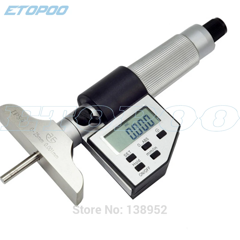 0 25mm 0.001mm IP54 ABS Electronic digital Depth Micrometer with 5keys