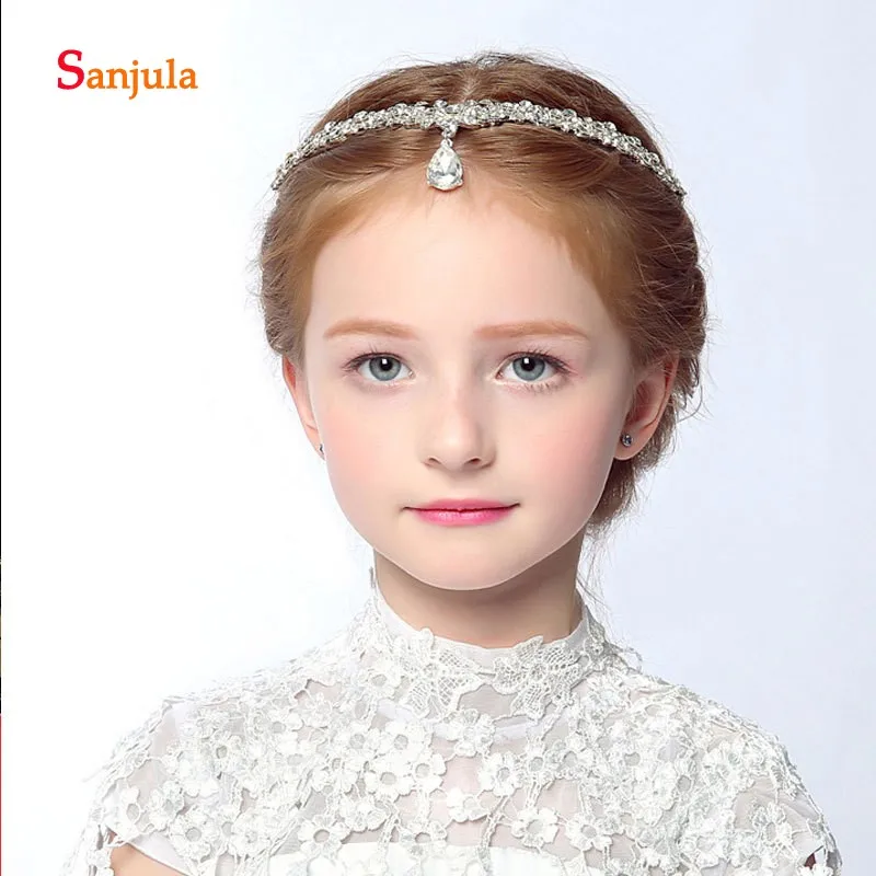 

Flower Girls Forehead Jewelry Water Drop Hairwear 2019 Newly Fashion Gilrs Pageant Party Prom Dancing Hair Jewelry FA10