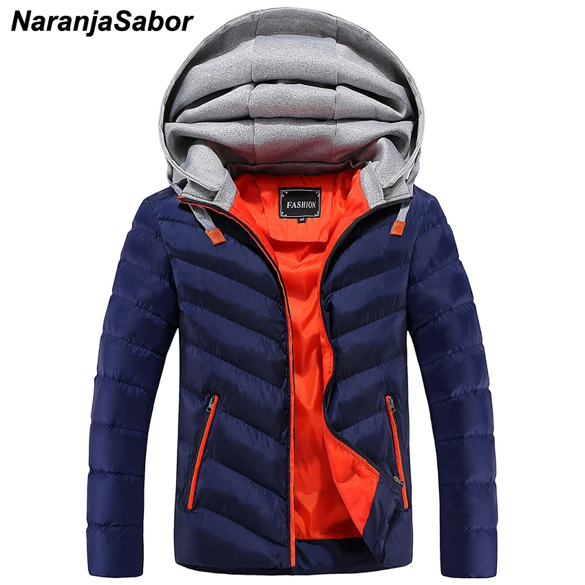 

NaranjaSabor 2019 Winter Men's Thick Coats Casual Male Patchwork Parkas Men Fashion Warm Hooded Jackets Mens Brand Clothing 4XL