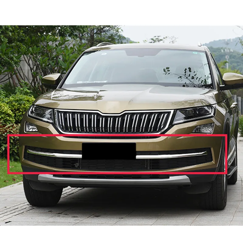 Автомобильный Стайлинг из нержавеющей стали 2 шт. для SKODA KODIAQ под передней решеткой декоративная яркая полоса отделка