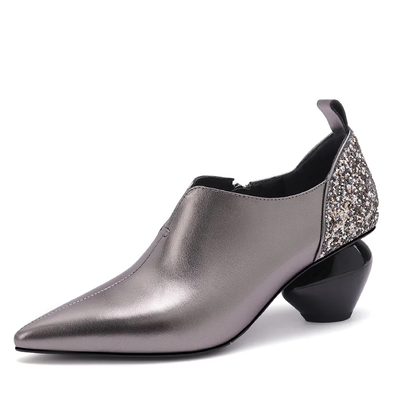 ISNOM/туфли-лодочки на высоком каблуке в необычном стиле; размеры 34; женские туфли-лодочки; женская обувь из коровьей кожи; женские туфли с острым носком для офиса; шикарная женская обувь