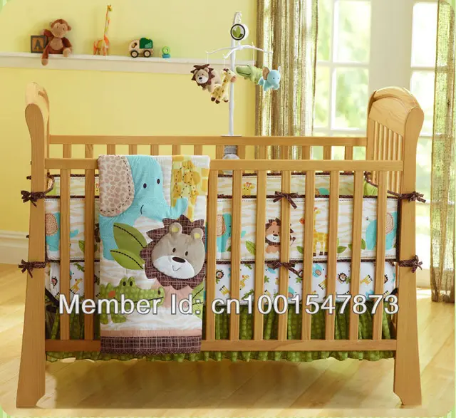 free shipping jungle mosaic 4 pcs baby crib bedding set quilt bumper
