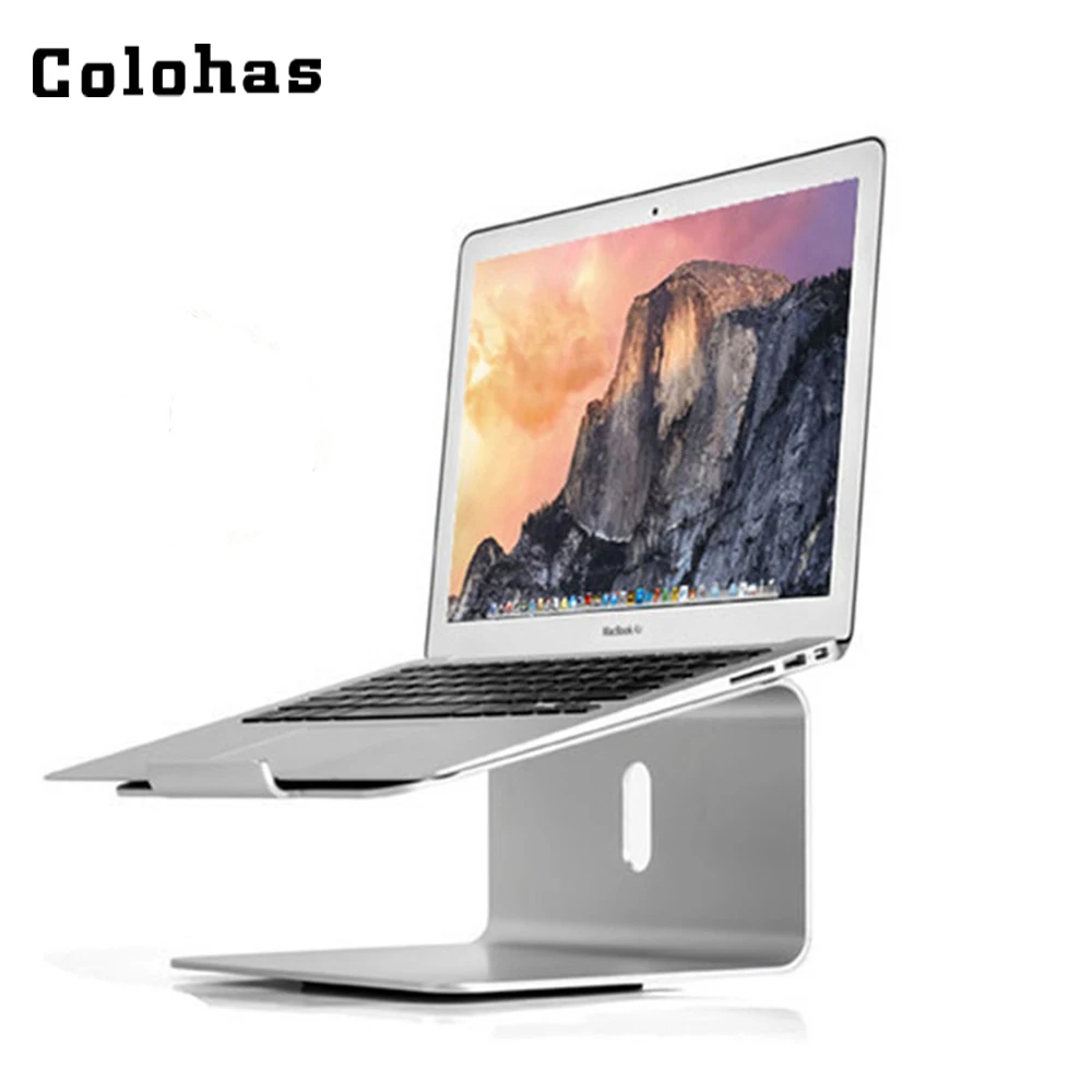 

Aluminum Alloy Notebook Stand Table with 360 Degree Rotating Base Silver Metal Holder for 11 to 17 inch Laptop for Macbook Air