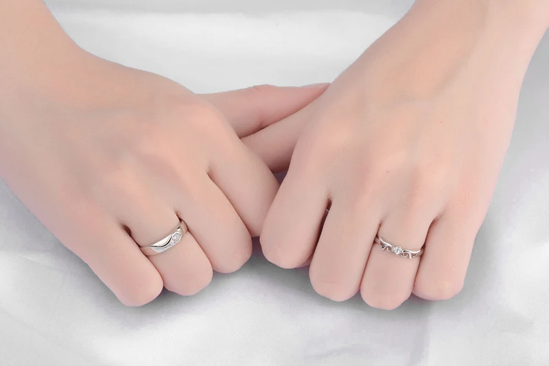 Ювелирные изделия с регулируемым размером обручальные кольца для мужчин и женщин для влюбленных пар обручальное кольцо аксессуары модные подарки набор серебряных колец