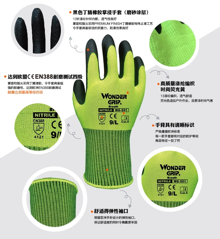 Садовые перчатки, перчатки для безопасности нейлон с нитрильным песком рабочие перчатки с покрытием