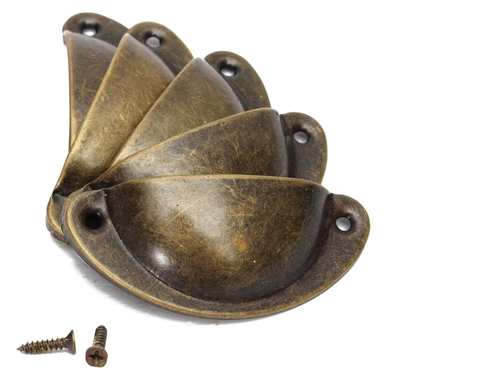 

20Pcs/Pack Retro Kitchen Drawer Cabinet Door Handle Furniture Knobs Handware Cupboard Antique Brass Shell Pull Handles