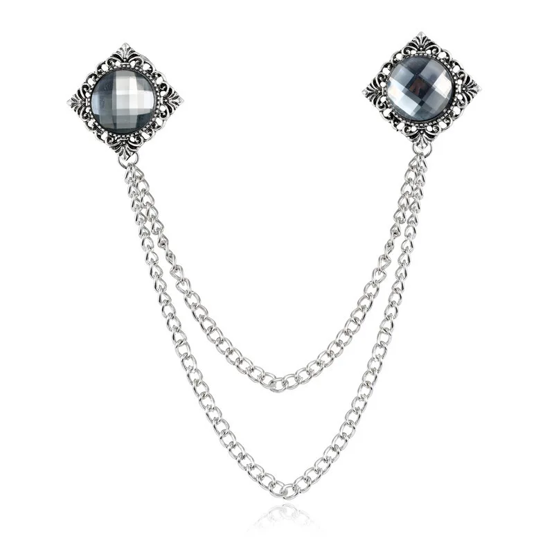 

Fashion New Gem Tassel Collar Pin Crystal Brooch Jewelry Luxury Personalized Chain Lapel Pins and Brooches for Women Accessories