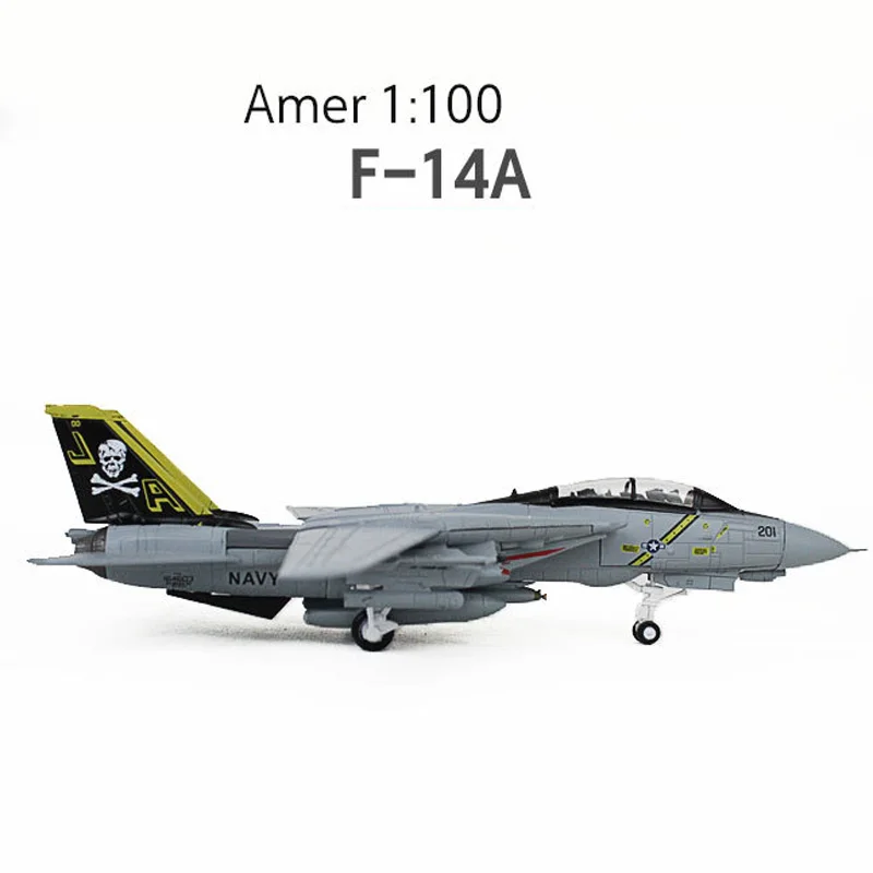 Амер 1/100 Американский военный боец модель F14 Tomcat F-14A AJ200 VF-84 Перевозчик дикаст сплав самолет модельные игрушки, коллекционные подарки