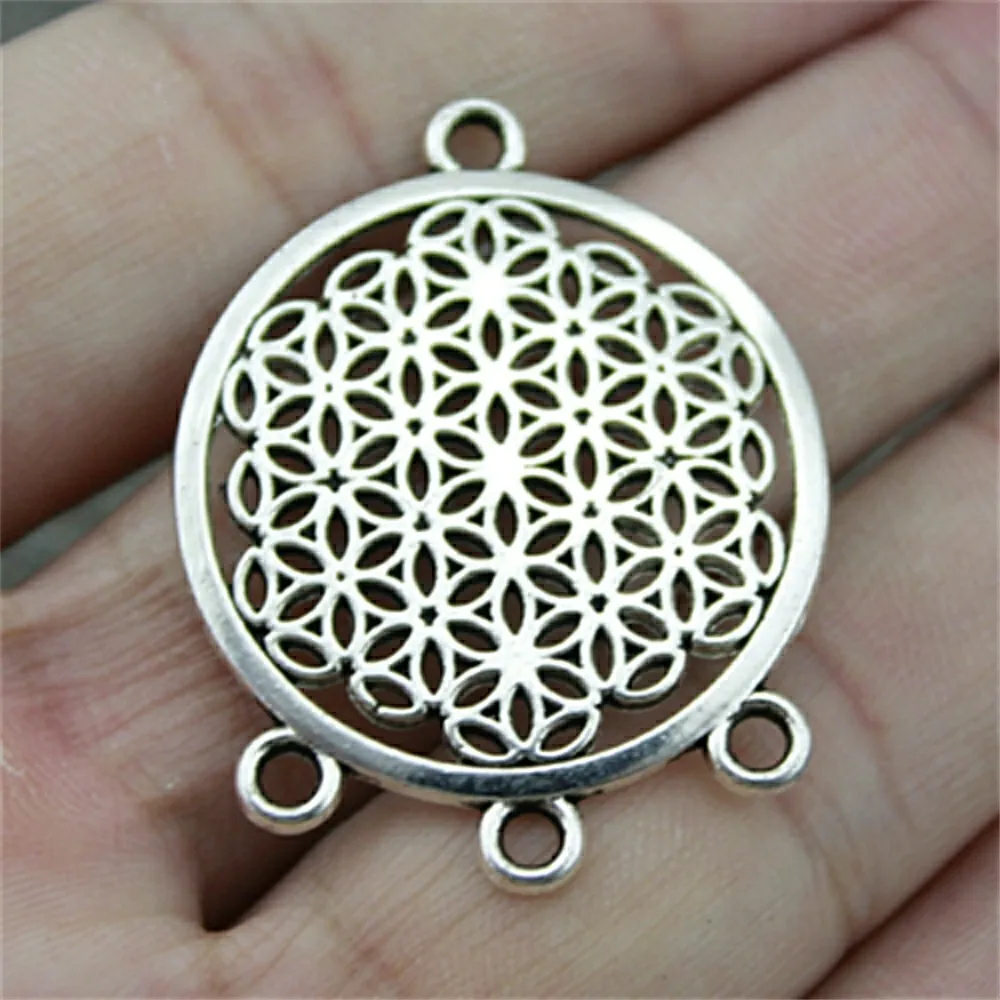

WYSIWYG 5pcs 38x29mm Seed Of Life Connector Charm Jewelry Making Round Flower Of Life Charm The Seed Of Life Connector Charm