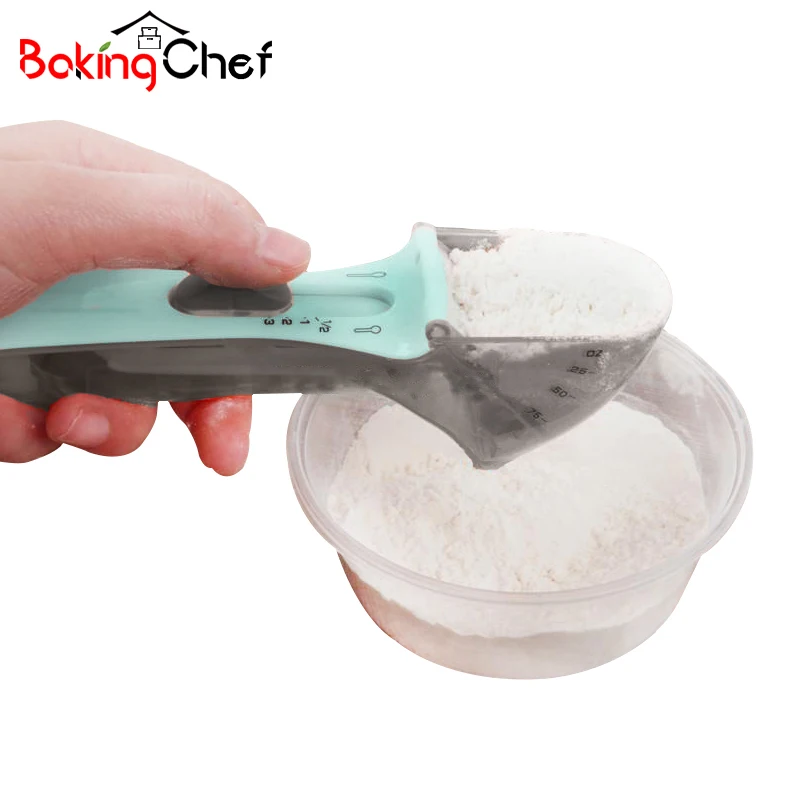 

BAKINGCHEF 2 Sizes Adjustable Measuring Scoops Kitchen Measure Tool For Flour Sugar Salt Case Bakeware Baking Tools Accessories