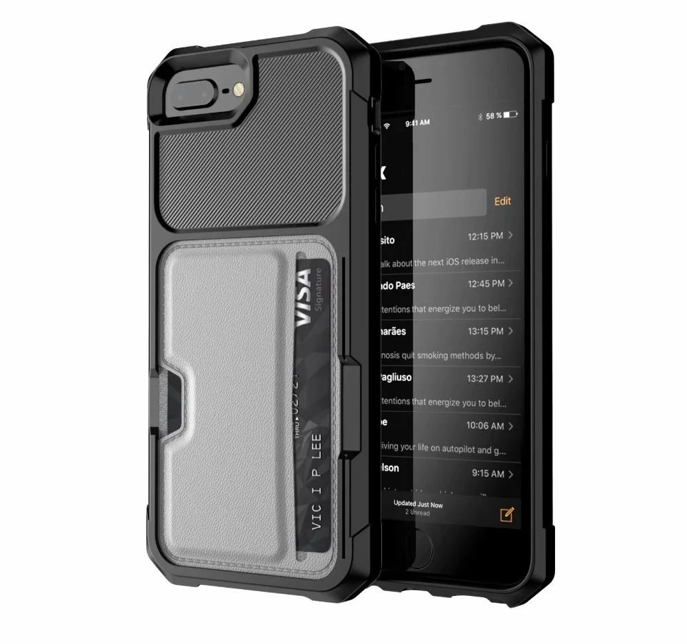Чехол для iPhone X 6 6s 7 8 plus из высококачественной искусственной кожи с отделением