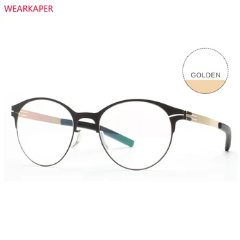 

WEARKAPER New Eyeglasses frame Women Round glasses frame ultra light slim men's myopia prescription glasses frame