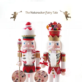 

New 38Cm High Christmas Holiday Nutcracker Girls Strawberry Candy Vintage German Wooden Table Walnut Toy Zakka Dolls