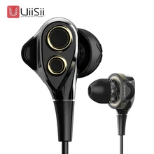 Big discount UiiSii DT200 BA-T8 Dual Dynamaic Drive Earphones HiFi Super Bass In Ear Headphone with Microphone Volume Noise Cancelling
