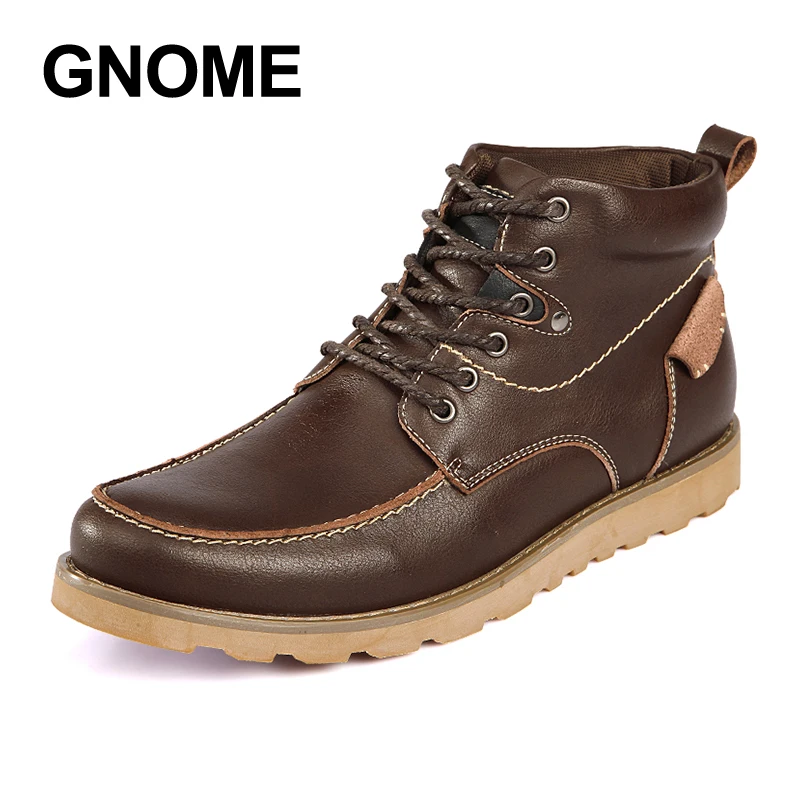 Gnome Blue Mode Conseillé dark Moto Hommes Dentelle De light Brown Pour Black Brown Chaussures dark Bottes 2017 Travail Marting up Boot En Cuir OrxOAw