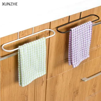 

XUNZHE Iron Art Door Back Single Pole Towel Hang Rack Cabinet Door Storage Holders Multi-function Kitchen Bathroom Accessories