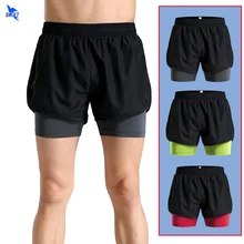 Men's 2 in 1 Running Shorts Men Gym Fitness Sport Shorts Quick Drying Training Exercise Jogging Cycling Shorts with Longer Liner