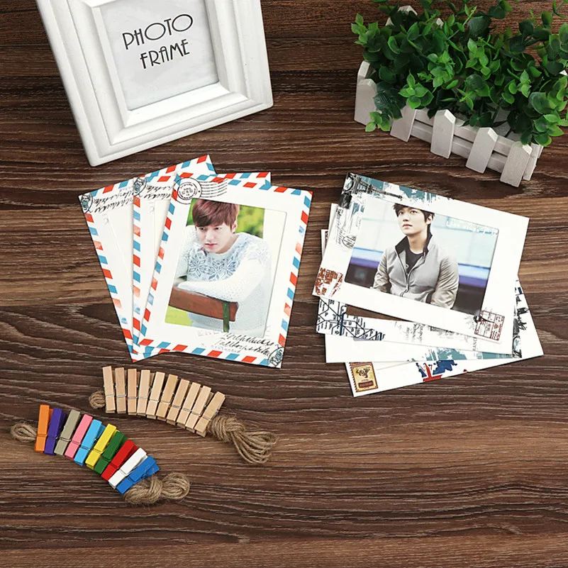 9Pcs Retro Mail Photo Frame DIY Wall Hanging Picture Frame With Wood