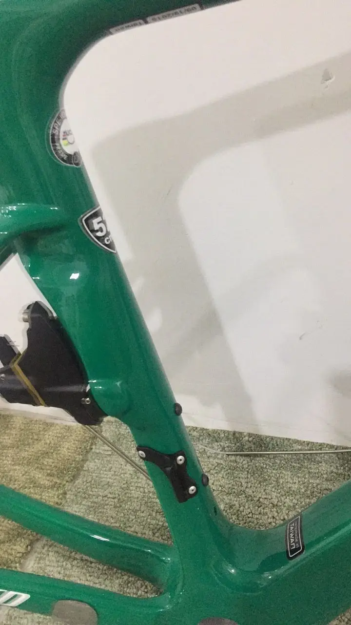 

2019 style v breaks carbon bike frame glossy green color with white logo cycling frameset in carbon fit for Mechanical and DI2