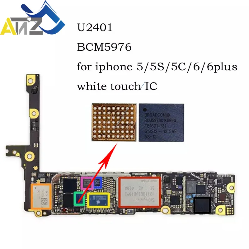 

An'Z Original NEW Touch Control IC Chip For Iphone 5G 5C 5S 6 6G 6+ 6plus U2401 BCM5976C1KUB6G on board White crystal reball