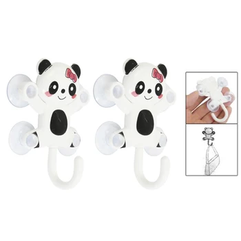

KSOL New Style 2 Pcs Panda Bag Towel Ladle Suction Cups Hook White Black 1.2Kg