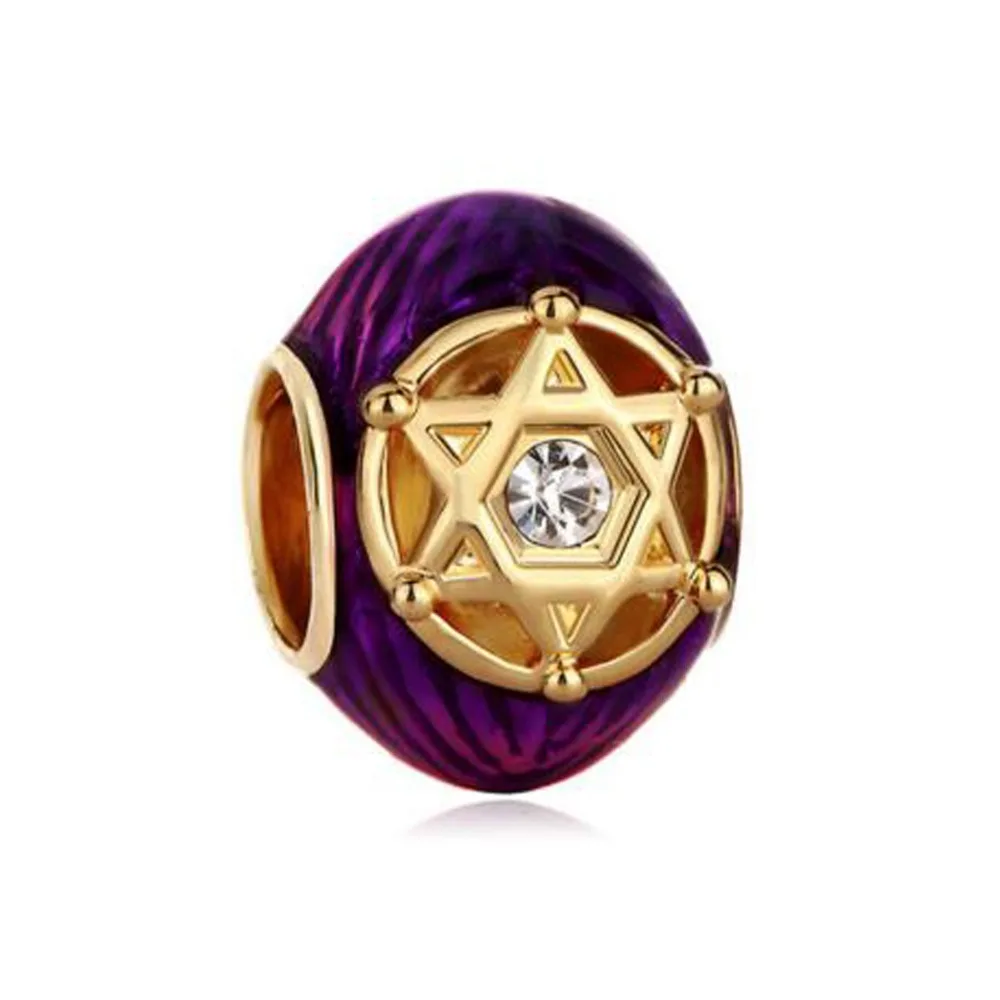 

Free shipping Gilded Purple Crystal In Double Triangles Rayed Star Of David Bead fit Pandora bracelet