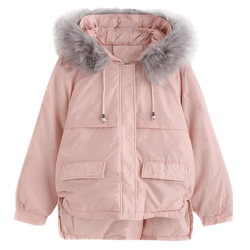 Kopen Fitaylor Korte Parka Losse Down Katoen Jassen Winter Vrouwen Faux Bontkraag Warme Sneeuw Zwart Hooded Jassen Casual Uitloper