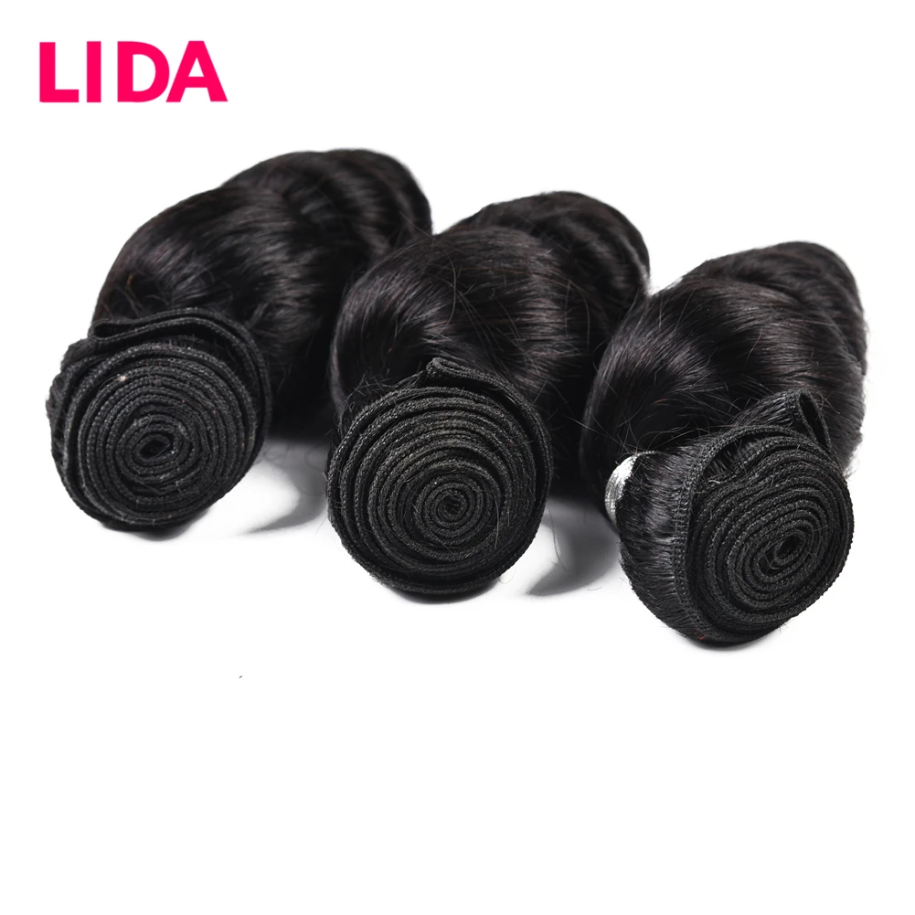 LIDA Brazilian Loose Wave Bundles Human Hair 1/3/4 Bundles Deal 16-26inches Non Remy Hair Weave Extension On Sale