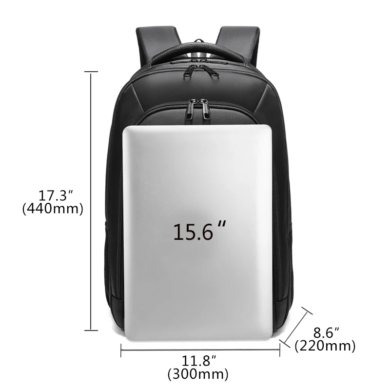 EURCOOL Men 15.6 inch Laptop Backpack USB Charging for Male Mochila Travel Bags Water Repellent Tee