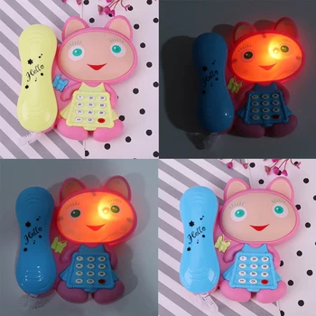 

New Cartoon Cute Cat Stories LED Light Phone Musical Toys Baby Early Educations Puzzle Toys Flashing Sounding Music Vocal Toys