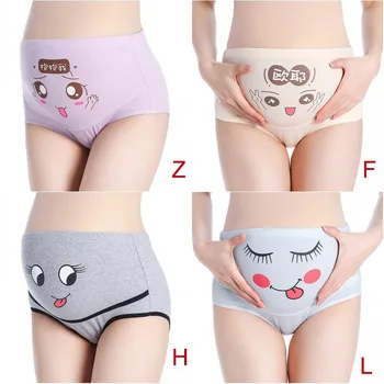 

4pcs/set Women Cotton Pregnant Panties High Waist Mother Support Women Cute Face Underwear Cartoon Postpartum Briefs Pregnancy G