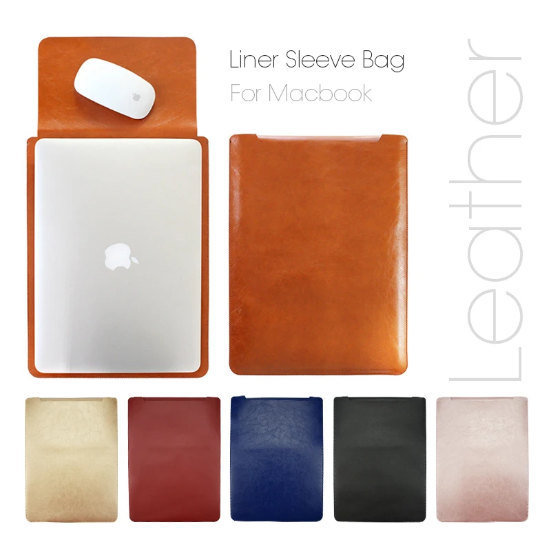  Simple Leather Holster Liner Sleeve Bag Cover For Apple macbook Air Pro Retina 11 12 13 15 laptop Case For Mac 13.3 inch 