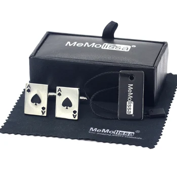 

MeMolissa Display Box Cufflinks Casual Style Poker A Cufflinks Silver with Black Plated Mens Cufflinks Free Tag & Wipe Cloth